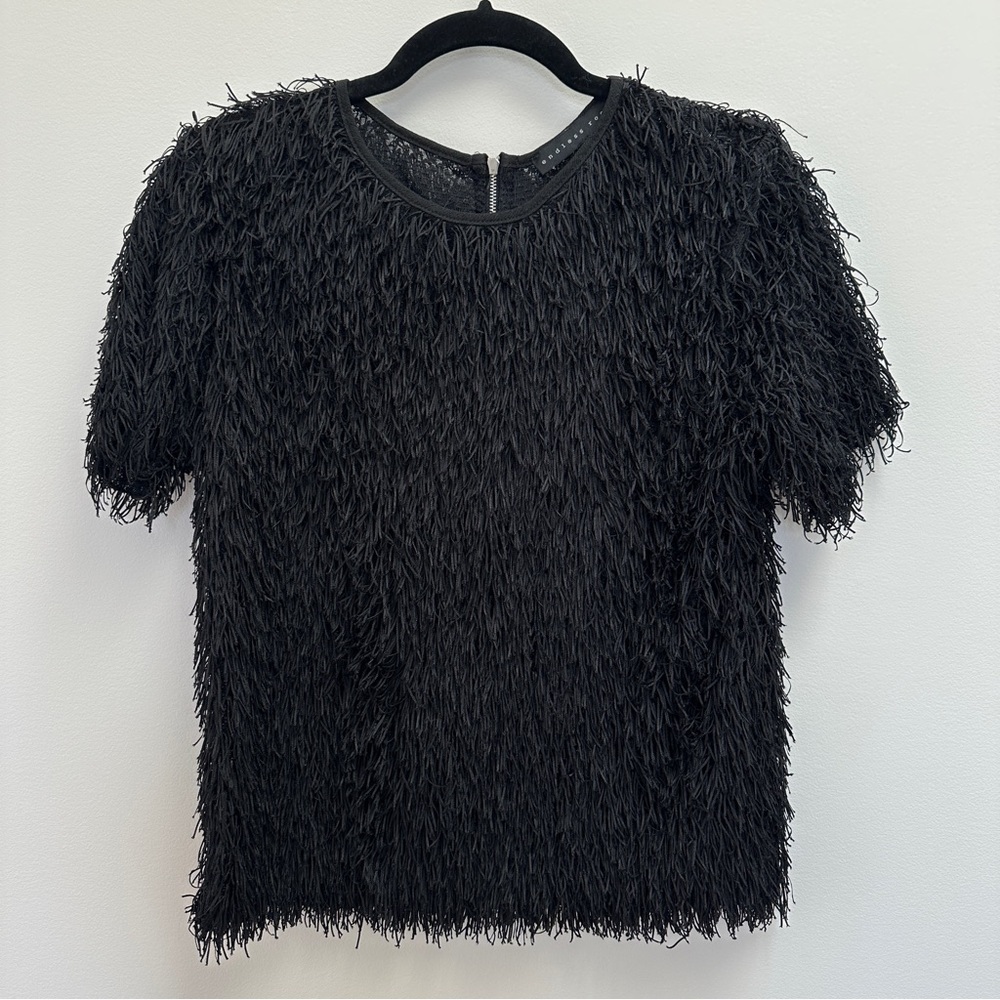 Endless Rose Women’s Medium Eyelash Textured Women's Top with Back Zipper